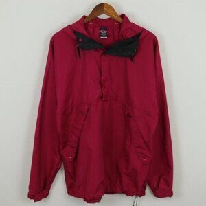 Lowe Alpine Men's Medium Red Pink Hooded 1/4 Zip Pullover Windbreaker Jacket